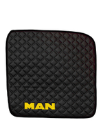 Ковры MAN TGX с 2-мя ящиками (автомат) (экокожа, черный, черный кант, желтая вышивка)