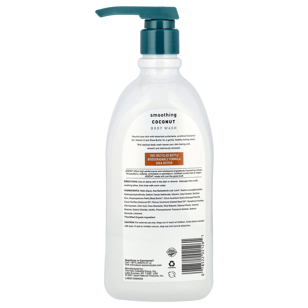 Jason Natural, Разглаживающий гель для душа, с кокосом, 887 мл (30 жидк. унц.)