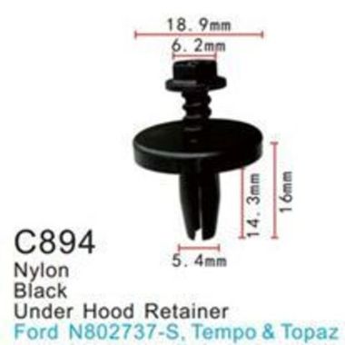 Клипса для крепления внутренней обшивки а/м Форд пластиковая (100шт/уп.) Forsage клипса C0894(Ford)