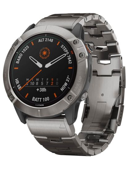Мультиспортивные часы Garmin Fenix 6X Pro Solar - титановый с титановым браслетом  010-02157-24
