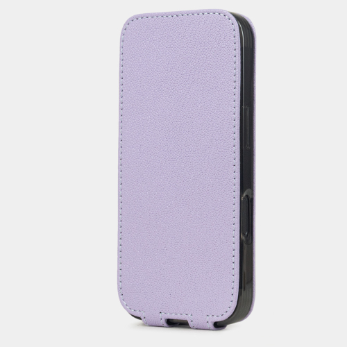 Чехол iPhone 16 Pro натуральная кожа козы, сиреневого цвета