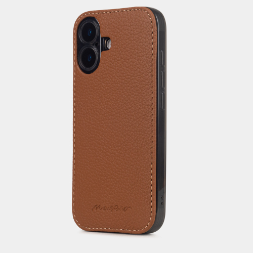 Чехол для iPhone 16 из кожи теленка, цвета карамель