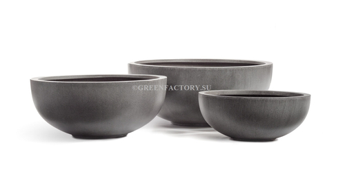 Кашпо TREEZ Effectory - Beton - Низкая чаша - Темно-серый бетон