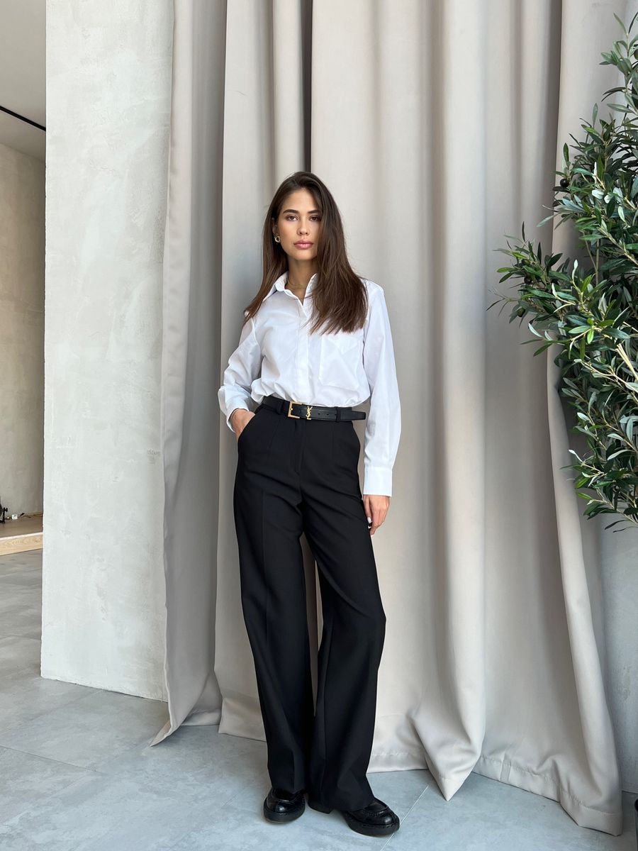 Брюки из плотной ткани черные прямые