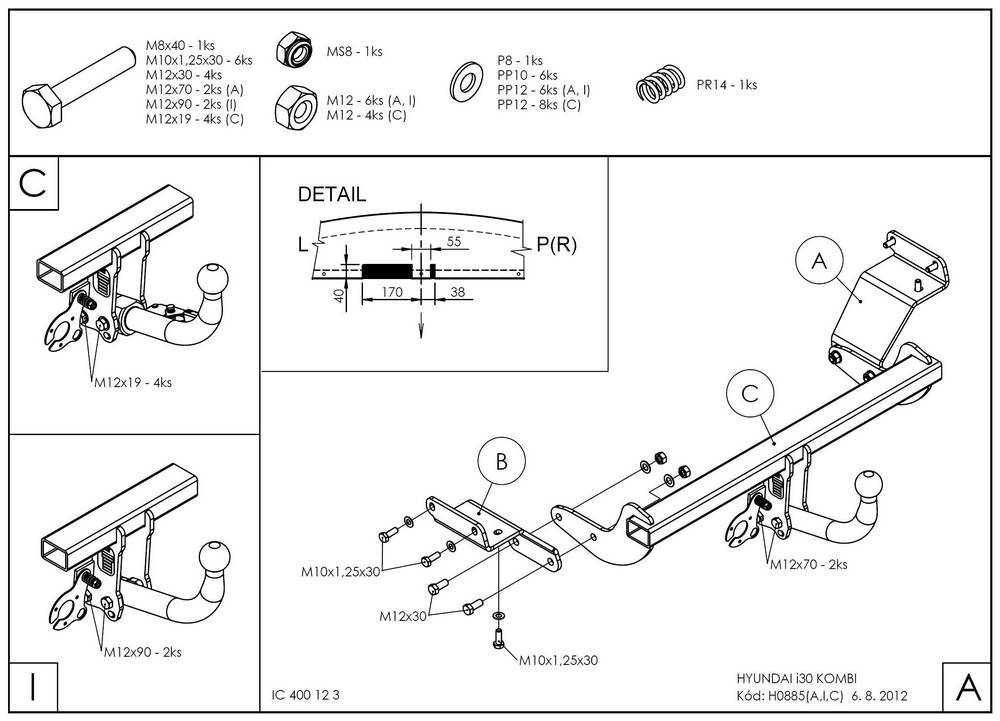 Фаркоп оцинкованный Galia H088C для Hyundai i30 универсал 2012-2018, Kia Ceed универсал 2012-2018(паспорт и сертификат в комплекте)(без электрики)