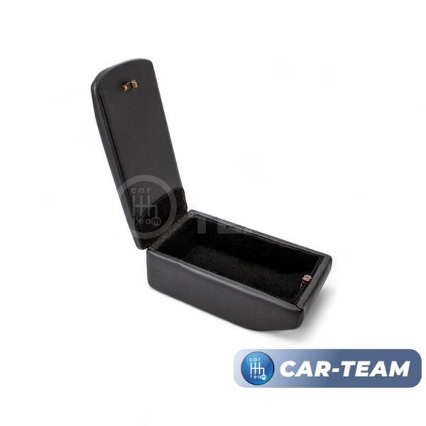 Подлокотник с боксом Renault Logan 2 2014-2022г.в., Sandero 2 2014-2018г.в., Duster 2 с 2015-2021г.в. из экокожи с узором - черный ромбик, (без регулировки сиденья по высоте), "Аламар"