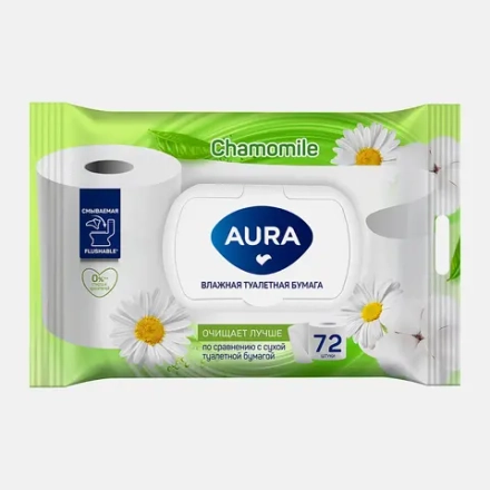 Туалетная бумага влажная Aura антибактериальная 72шт