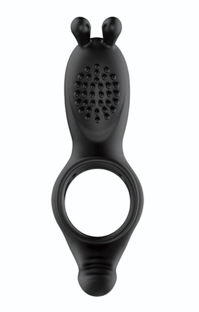 Черное эрекционное кольцо с вибрацией и пультом ДУ (Цвет: черный)