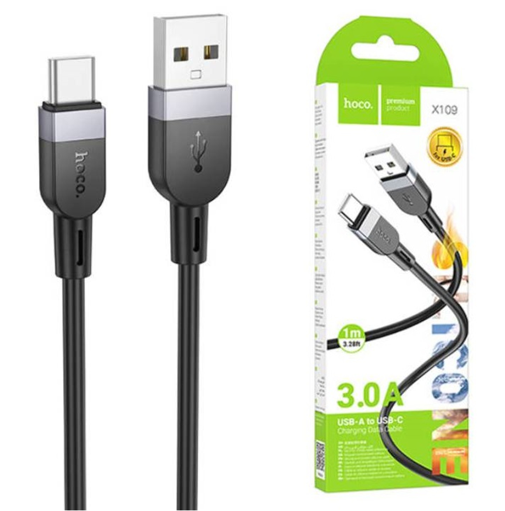 Кабель USB - TypeC HOCO X109 Silicone (черный) 1м
