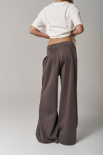 Брюки трикотажные wide leg коричневые