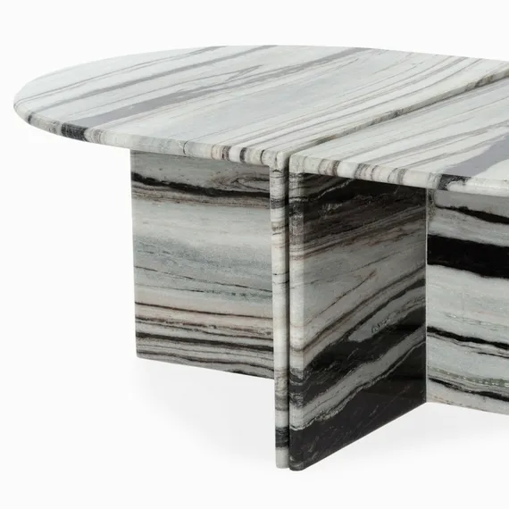 Кофейный стол сет 2 шт Lunden 60х70 см, чёрно-белый мрамор