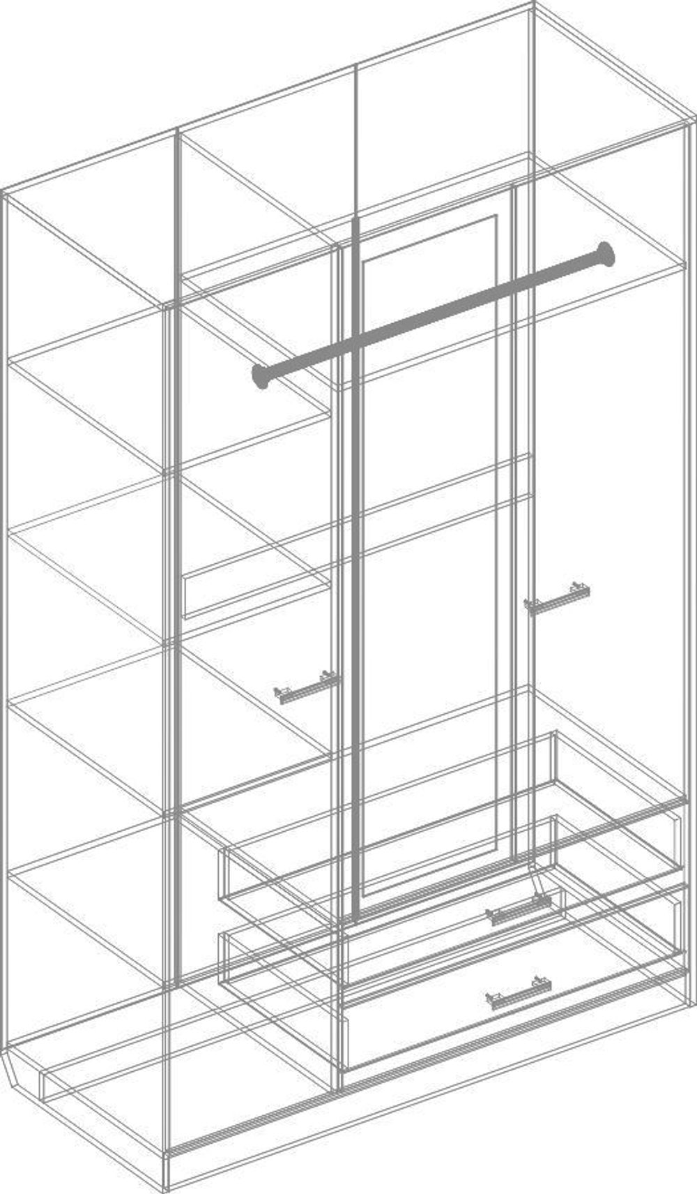 Шкаф трехстворчатый с двумя ящиками "Милана" (гаскон пайн/белый лофт), ЛДСП, Велес
