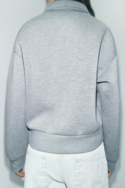 ZARA БОМБЕР С ЭФФЕКТОМ БРЫЗГ, СЕРЫЙ С МЕЛАНЖЕВЫМ ЭФФЕКТОМ