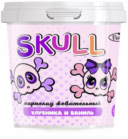 Мармелад жевательный Viconte Череп Со вкусом клубники и ванили кислый 200г