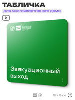 Табличка Эвакуационный выход, для многоквартирного жилого дома, серия СОСЕДИ SIMPLE, 18х18 см, пластиковая, Айдентика Технолоджи