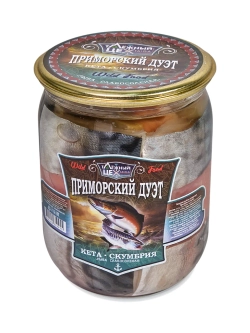 Ассорти рыбы "ПРИМОРСКИЙ ДУЭТ" ТАЁЖНЫЙ ЦЕХ кета, скумбрия 0,5 кг