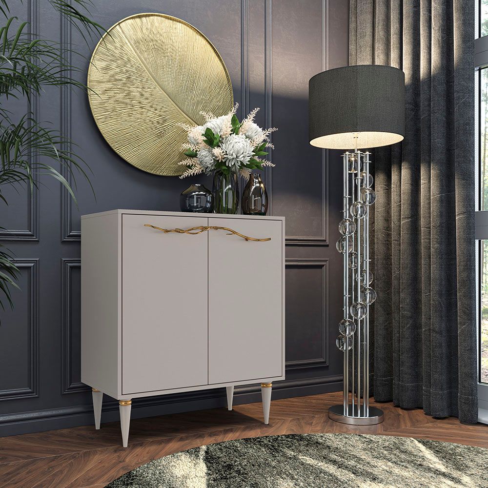 Комод Арт Колор matte Классик Голд с 2 полками Серый агат матовый