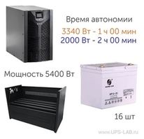 Комплект ИБП LANCHES L900II-Н 6kVA с 16 АКБ Sacred Sun SP12-26 в шкафу - фотография