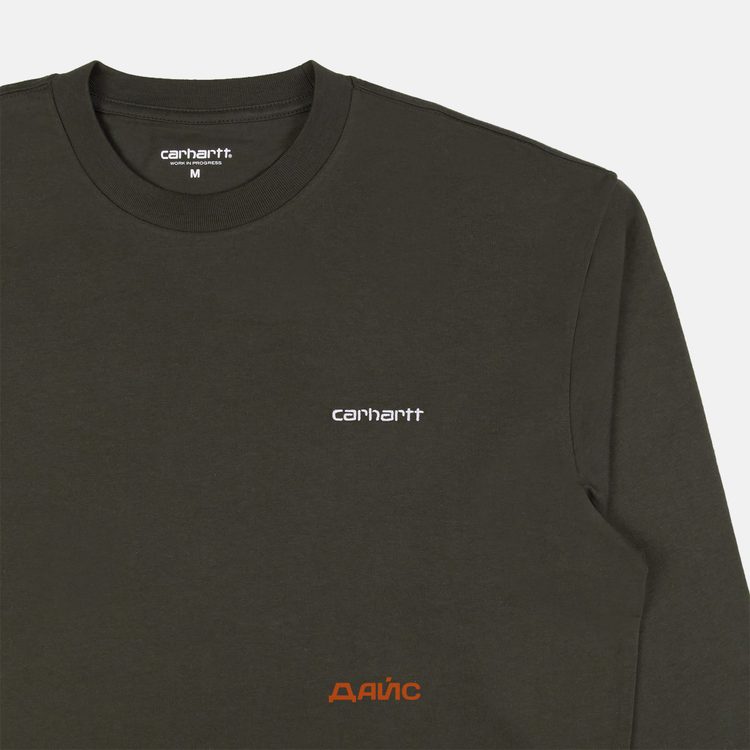 Лонгслив мужской Carhartt WIP Script Embroidery артикул:I032306_cypress - купить в магазине Дайс