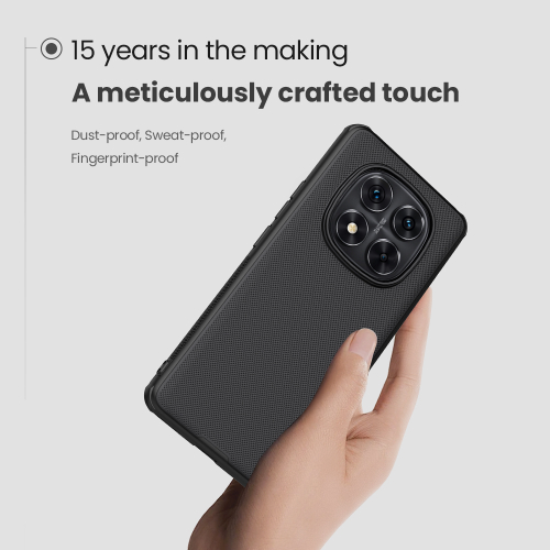 Усиленный чехол черного цвета от Nillkin для Xiaomi Redmi Note 14 Pro+ Плюс, серия Super Frosted Shield Pro