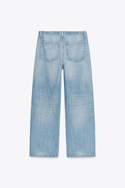 ZARA СТРУЯЩИЕСЯ ДЖИНСЫ TRF НА ШНУРКЕ, СИНИЙ