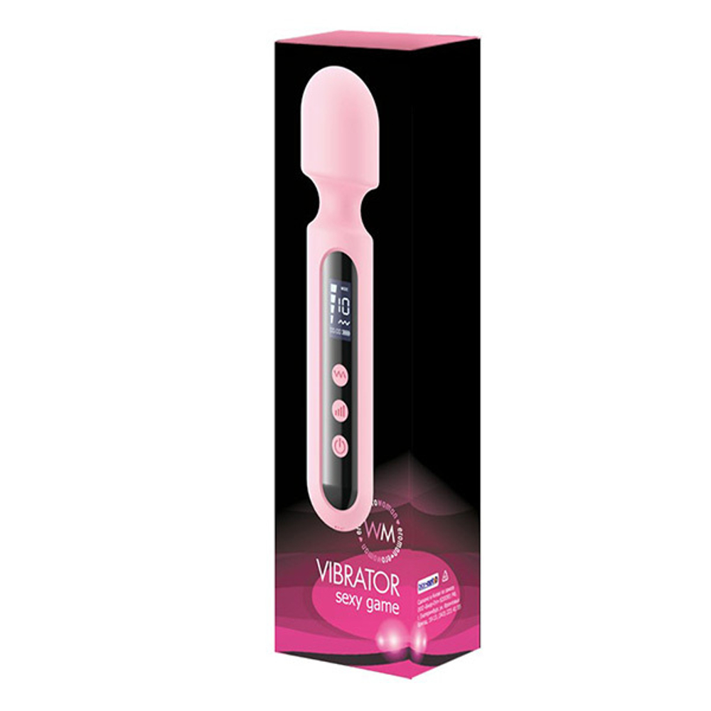 Розовый wand-вибратор с дисплеем Bior Toys Erowoman-Eroman EE-10292