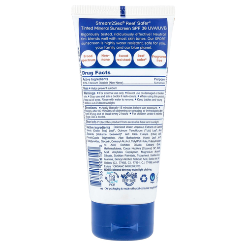 Stream2Sea, Солнцезащитное средство для водных видов спорта, тонирующее, SPF 30, нейтральный, 90 мл (3 жидк. Унции)