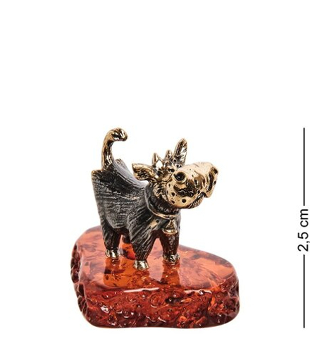 Народные промыслы AM-2833 Фигурка «Бычок» (латунь, янтарь)