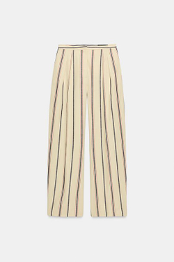 ZARA БРЮКИ В ПОЛОСКУ СО СКЛАДКАМИ — ZW COLLECTION, БЕЖЕВЫЙ