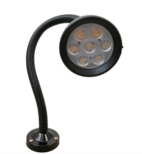 Станочный светодиодный светильник на гибкой ножке с винтовым основанием 24В — LED лампа местного освещения для станков с выключателем 7Вт, 700Лм, 5500К 24В, IP65 (винтовое крепление)