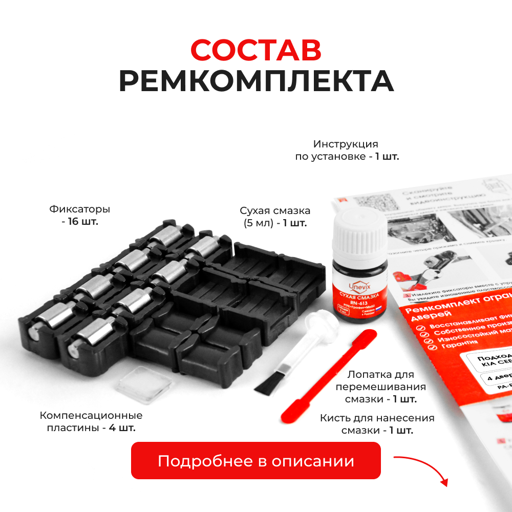 Ремкомплект ограничителей дверей KIA FORTE (I) A7 (4 двери, тип 23+53+19) 2013-2020