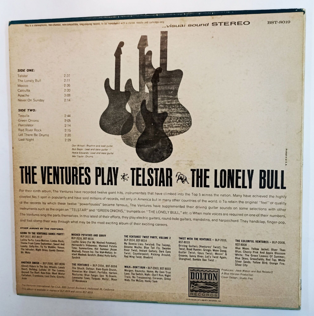 Винтажная виниловая пластинка The Ventures The Ventures Play Telstar, The Lonely Bull (USA 1962)