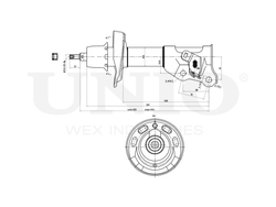 Амортизатор газовый передней подвески левый UNIO SAB-10236