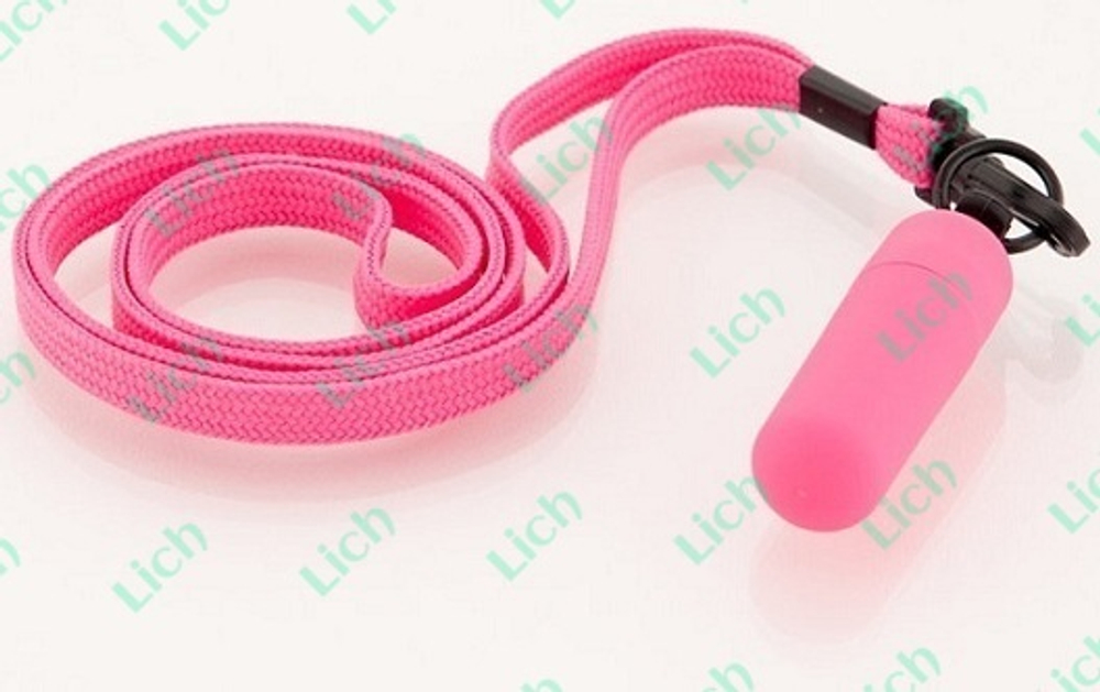 Розовая вибропулька с ремешком на шею, 6 см.