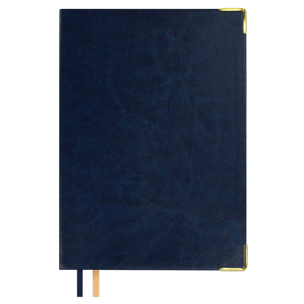 Ежедневник недатированный ESCALADA, #ДУМАЙ КАК МИЛЛИАРДЕР, А5, 160 л., арт. 70649/ 15 САРИФ СИНИЙ (кожзам: 146х211 мм, интегральный переплёт, материал обложки: искусственная кожа "Сариф"; способ крепления блока: ниткошвейный; декор: металлические уго