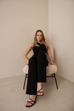 Брюки прямые из джерси черного цвета