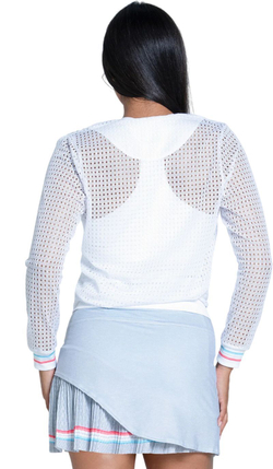 Женская теннисная футболка   Lucky in Love Retro Revival Stripe Pullover - white