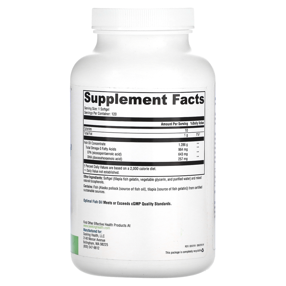Seeking Health, Optimal Fish Oil, 120 капсул из рыбьего желатина