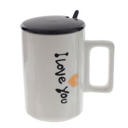 GAEM Кружка с крышкой и ложкой, 400 мл, L11 W7,5 H12 см, 4в.