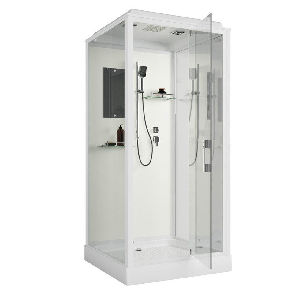 Душевая кабина Niagara Standart ST90/15Q (90х90х215) квадрат,поддон 15см,распашная,проф.белый,3 места