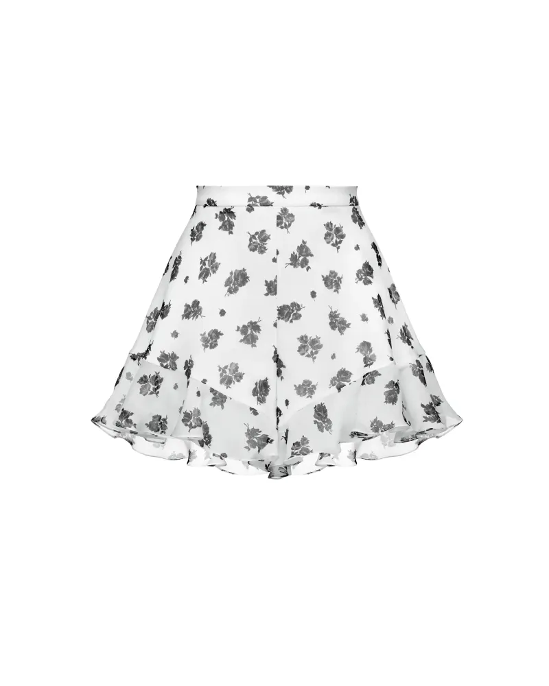 Audrie, шорты мини с рюшами из молочного шифона с цветочным принтом
