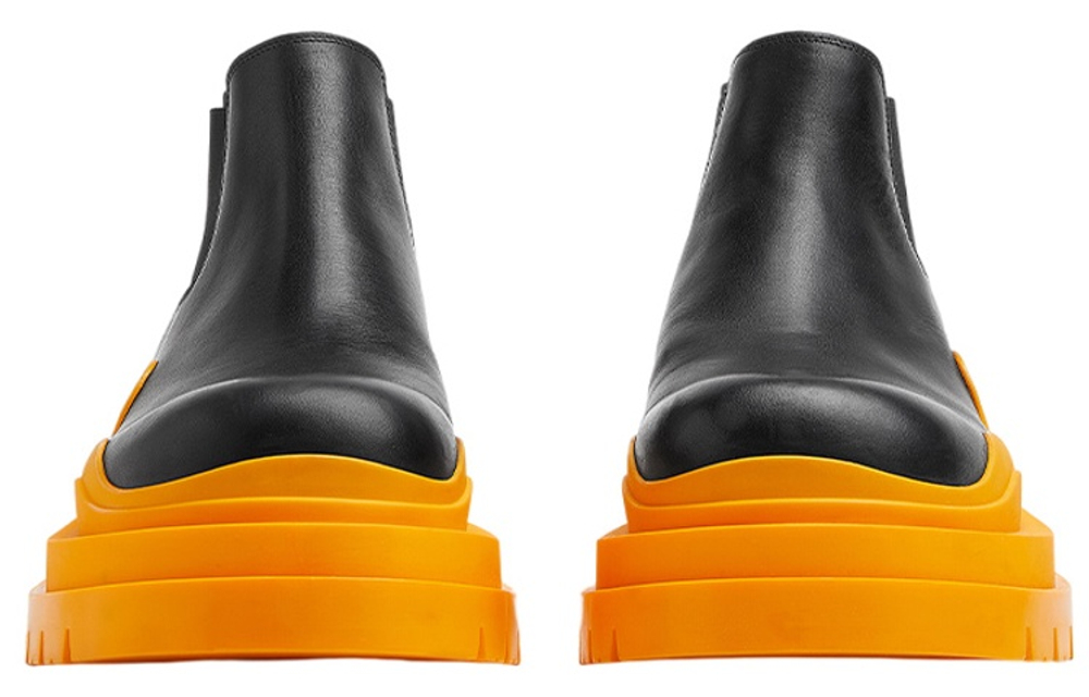 Bottega Veneta Tire Chelsea Ankle Length Chelsea Boots Men"s Orange
