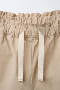 ZARA БРЮКИ-ПАРАШЮТЫ С ПРИНТОМ «РОМАШКИ», БЕЖЕВЫЙ