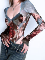 Боди y2k с длинным рукавом с бантиками