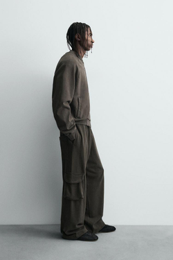 ZARA БОМБЕР С ЭФФЕКТОМ ПОТЕРТОСТИ, КОРИЧНЕВЫЙ