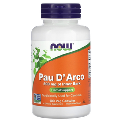 Now Foods Pau D'Arco 500 mg 100 Veg Capsules, Пау Д'Арко