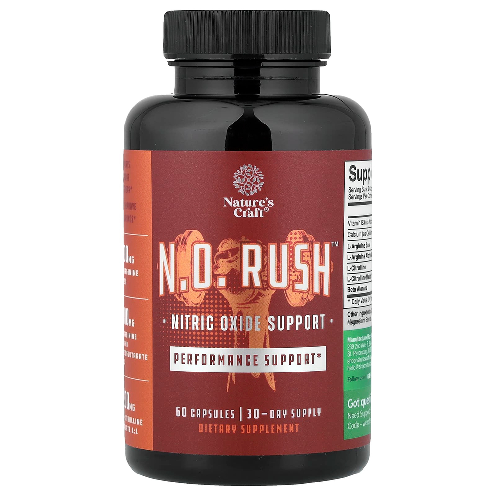 Nature's Craft, Повышение производства Rush™, добавка с оксидом азота, 60 капсул