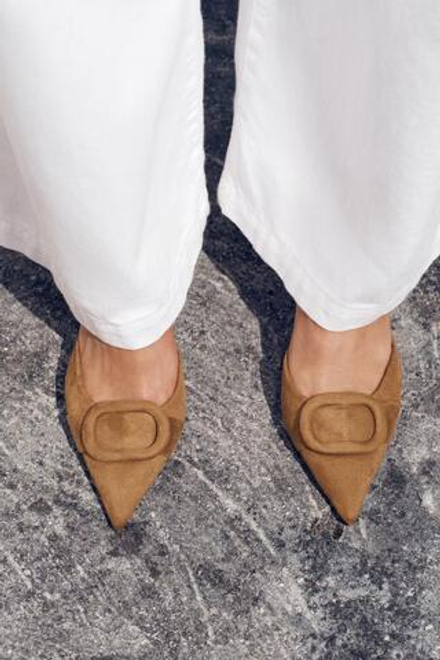 ZARA ТУФЛИ-МЮЛИ С ДЕКОРАТИВНЫМИ ДЕТАЛЯМИ, КОРИЧНЕВЫЙ