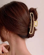 Заколка-краб для волос. 11 см. Металл. Цвет Золото. Усиленная