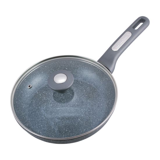 Сковорода 22 см. из алюминия с крышкой Kamille KM-4270GR с мраморным покрытием